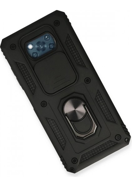 Xiaomi Pocophone X3 Kılıf Pars Lens Yüzüklü Silikon - Siyah modelleri