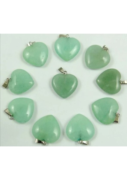 Yeşil Kalp Şekilli Aventurin Doğaltaş Zincirli Şık Kolye modelleri
