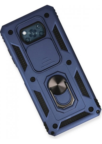 Xiaomi Pocophone X3 Kılıf Pars Lens Yüzüklü Silikon - Lacivert modelleri