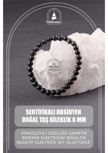 Doğal Obsidyen Taş Bileklik, 6 Mm, Şık ve Enerji Dolu Takı