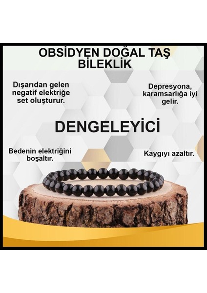 Doğal Obsidyen Taş Bileklik, 6 Mm, Şık ve Enerji Dolu Takı fiyatları