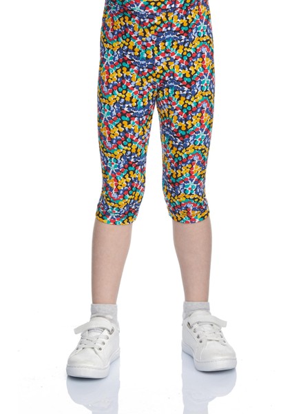 Abstract Speckled Kız Çocuk Desenli Diz Altı Tayt Kapri