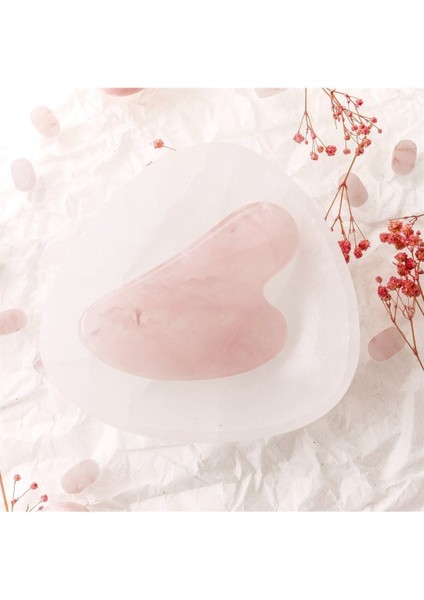 Pembe Kuvars Gua Sha Yüz Masaj Taşı Kalpli, Doğal Güzellik ve Rahatlık Sağlar. modelleri