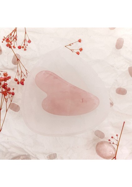 Pembe Kuvars Gua Sha Yüz Masaj Taşı Kalpli, Doğal Güzellik ve Rahatlık Sağlar. fırsatları