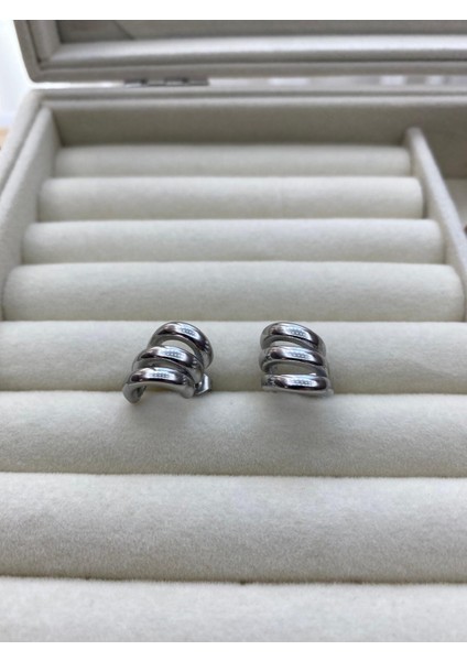 Çelik Gümüş Renk Tek Küpe 3'lü Görünüm fırsatları