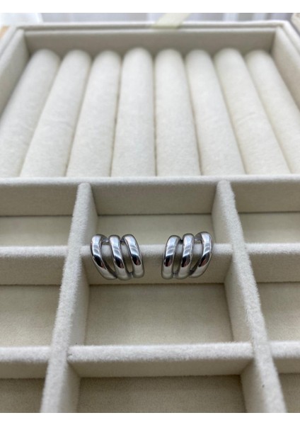 Çelik Gümüş Renk Tek Küpe 3'lü Görünüm indirimleri