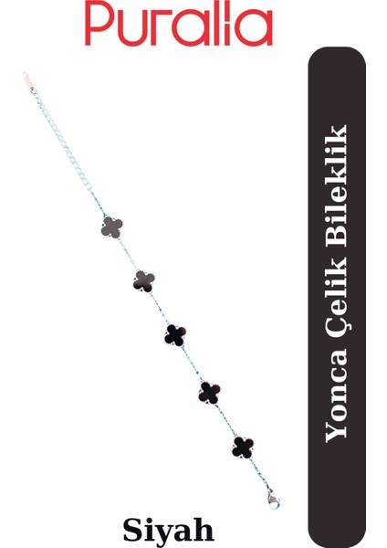 Şık Siyah Yonca Çelik Bileklik, Modern ve Dayanıklı Tasarım ile Tarzınızı Tamamlar fırsatları