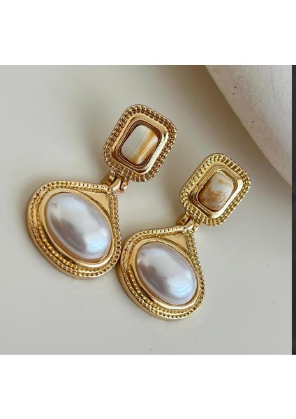 Çelik Vintage Sallantılı Küpe