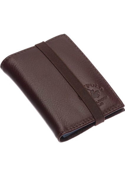 Hakiki Deri Bol Şeffaf Kart Bölmeli Lastikli Unisex Kartlık - Kahverengi fiyatları