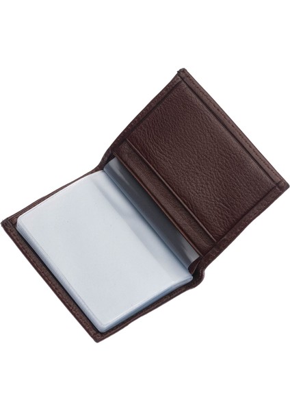Hakiki Deri Bol Şeffaf Kart Bölmeli Lastikli Unisex Kartlık - Kahverengi fırsatları