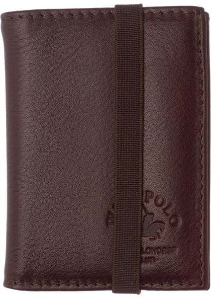 Hakiki Deri Bol Şeffaf Kart Bölmeli Lastikli Unisex Kartlık - Kahverengi