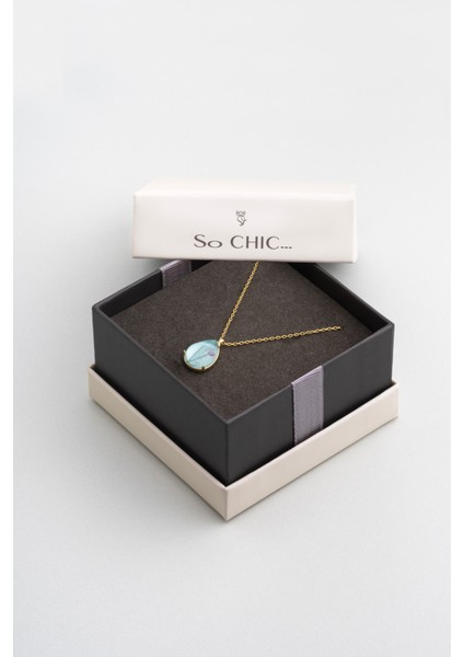 Mavi Renkli 44 cm Gümüş Kolye, Şık ve Zarif Tasarım ile Dikkat Çekiyor