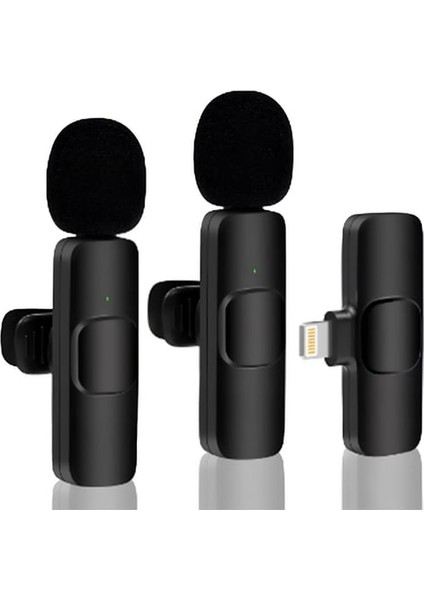 K9 Profesyonel Çift Lighting Iphone Kablosuz Taşınabilir Yaka Mikrofonu fiyatları