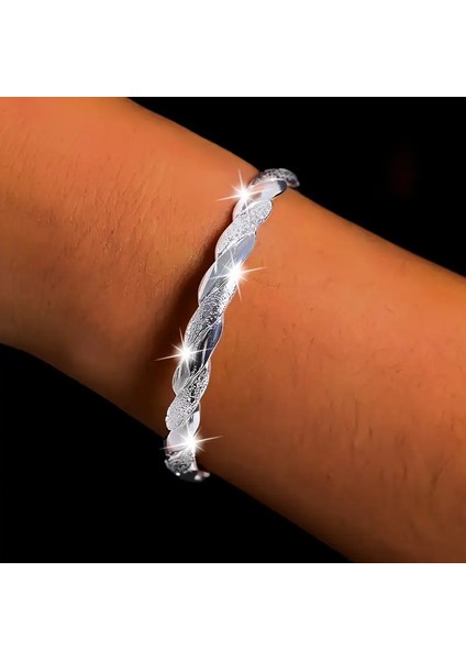 Pandora Tarz ,çelik Üzeri Gümüş Bileklik, Bilezik Ahşap Kutu Içerisinde