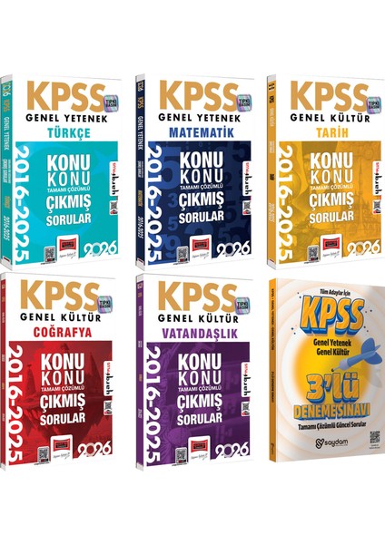 2026 Kpss Tüm Dersler 2016-2026 Konu Konu Tamamı Çözümlü Çıkmış Sorular Seti