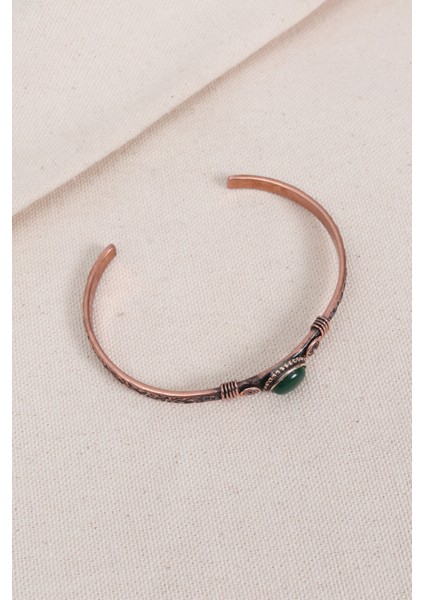 Yeşil Akik Otantik Bakır Bileklik, Zarif ve Doğal Takı Seçeneği modelleri