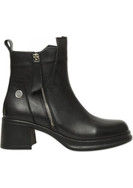8565 Günlük Topuklu Siyah Kadın Deri Bot