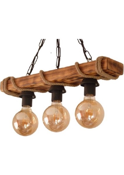 Renkli Ahşap 3’lü Avize, Şık ve Modern Dekoratif Aydınlatma Seçeneği