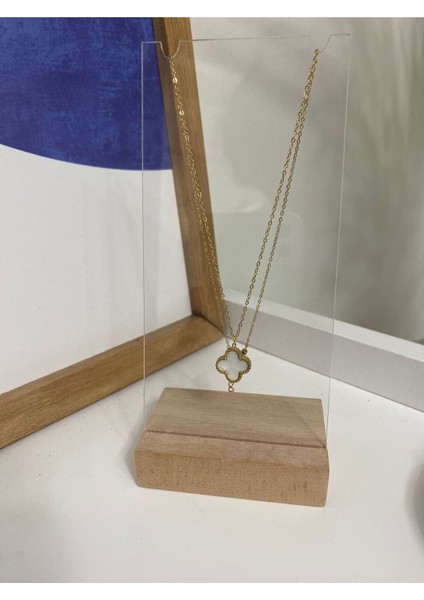 Yonca Model Çelik Kolye Beyaz Şık Takı fiyatları