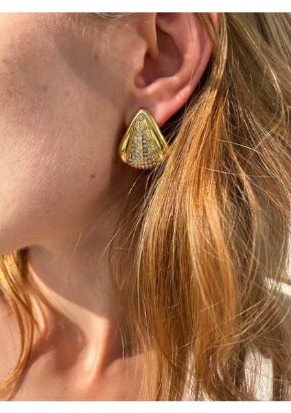 Vintage Vibe Taş Gömme Çelik Geometrik Küpe fırsatları