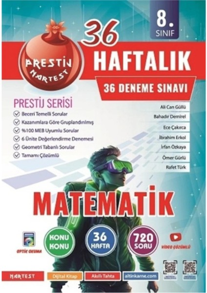 Nartest 8.sınıf Lgs Matematik,fen,türkçe,inkılap Tarihi 36 Haftalık Deneme +1 Lgs Deneme Hediyeli fiyatları