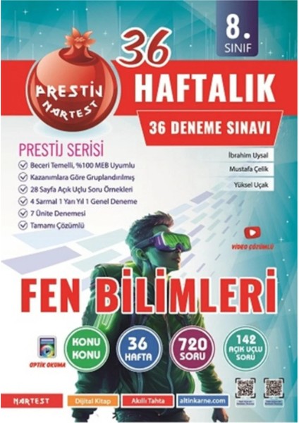 Nartest 8.sınıf Lgs Matematik,fen,türkçe,inkılap Tarihi 36 Haftalık Deneme +1 Lgs Deneme Hediyeli modelleri