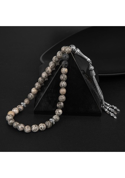 Gri Jasper Doğal Taş Tesbih 33’lü 8mm, Şık ve Doğal Taş Koleksiyonu modelleri