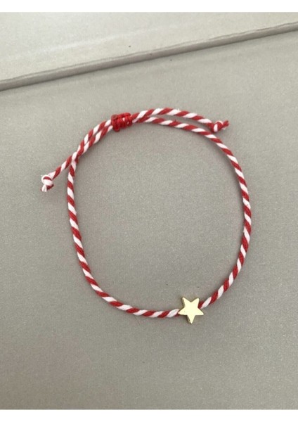 Kırmızı Marteniçka Ip Bileklik, Yıldız Tasarımı, Şık ve Renkli Takı