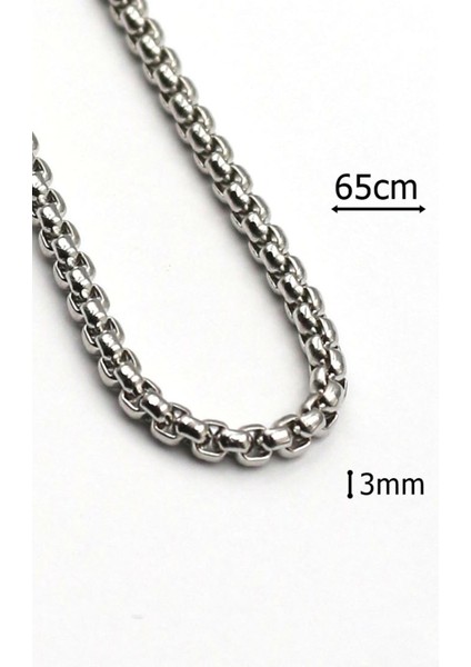 Yıldızlı Örme Zincir Çelik Kolye, Gold Ayrıntılı, Pusula Temalı, Şık ve Zarif Takı