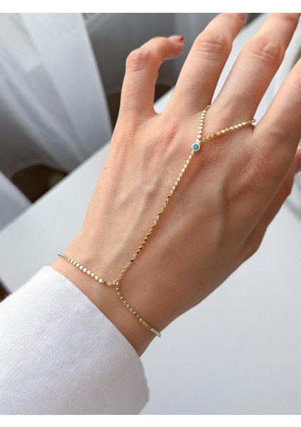 Çelik Mavi Taşlı Zincir Şahmeran