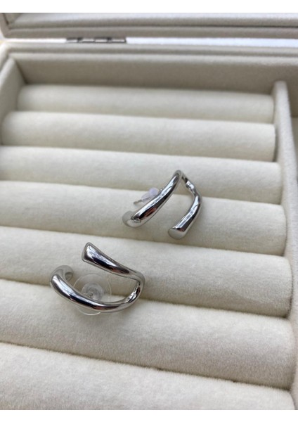 Vıp Çelik Gümüş Renk Tasarım Küpe modelleri