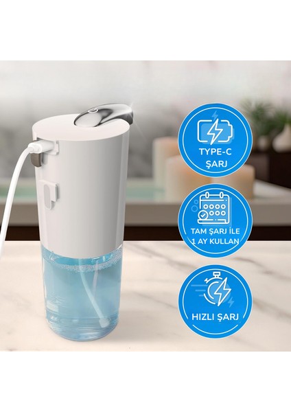 Otomatik Sensörlü Köpük Sıvı Sabunluk - Şarjlı- Duvara Monte - P12S Model modelleri