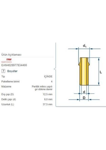 Supap Gaydı Emme 4AD M.benz 166 266 604 605 606 93-12