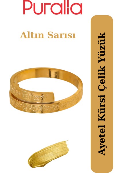 Ayetel Kürsi Çelik Yüzük, Erkek ve Kadın Için Altın Renkli Takı modelleri