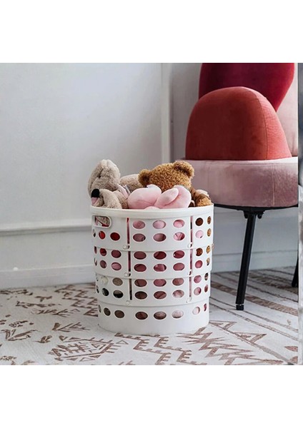 Katlanır Teleskopik Çamaşır Sepeti 15 Lt Beyaz - Akordiyon Oyuncak Organizeri