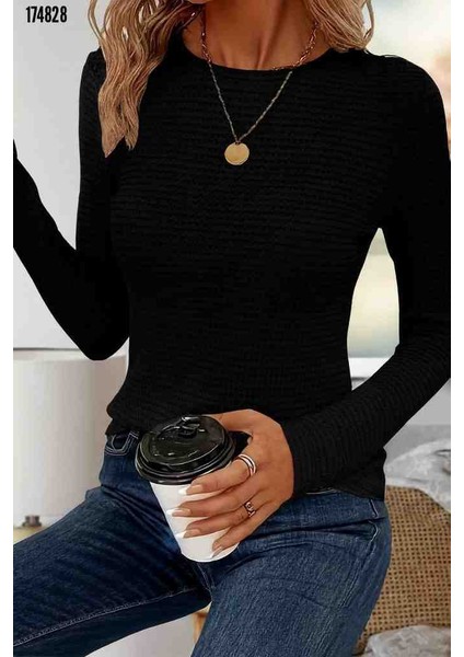 Kadın Uzun Kollu Bisiklet Yaka Triko Kazak