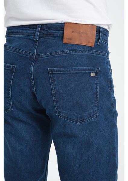 Likralı Regular Kesim Mavi Erkek Jean - Konforlu Pamuklu Pantolon fiyatları