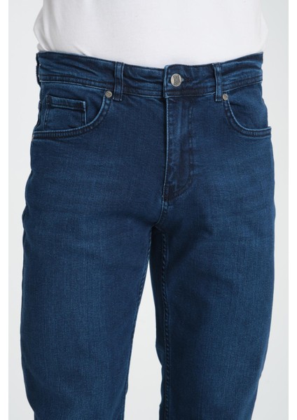 Likralı Regular Kesim Mavi Erkek Jean - Konforlu Pamuklu Pantolon modelleri