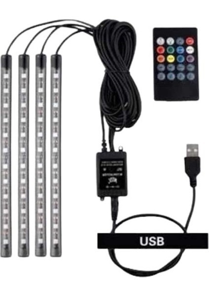 Ds-Derin Araç Içi Aydınlatma Kumandalı 12 LED Ayak Altı LED Ambiyans Işığı Sese Duyarlı Kumandalı fırsatları