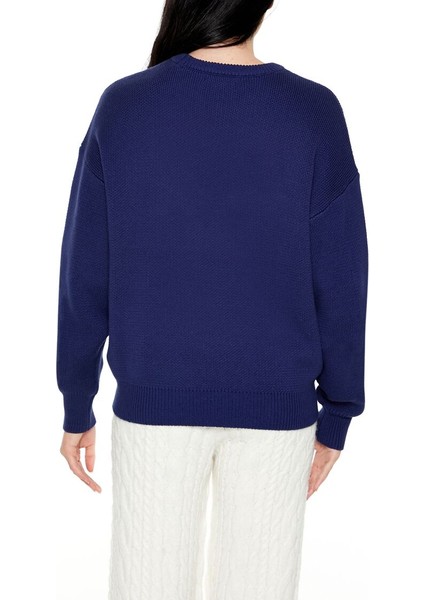 Ny Desenli Düşük Omuzlu Kazak fırsatları