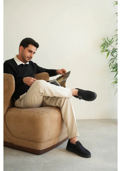 Zrk-Kx1 Lacivert Kürklü Günlük Erkek Casual Ayakkabı modelleri