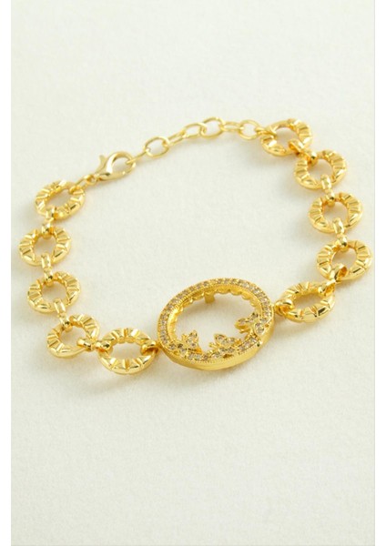 Çeyrek Altın Koyulabilir Taşlı Bileklik