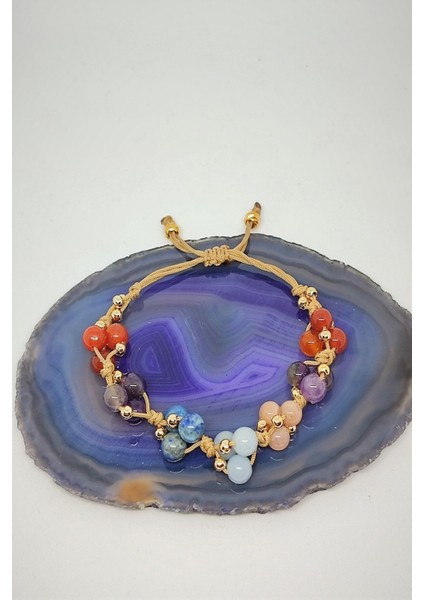 6 mm Terazi Burcu Doğaltaş Bileklik, Akik, Ametist, Ançelit, Lapis Lazuli, Güneş Taşı