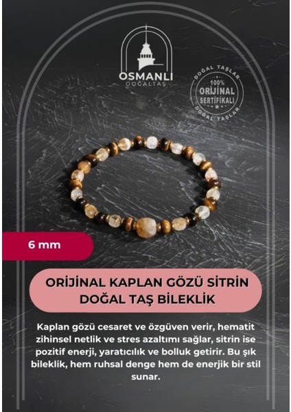 Doğal Kaplan Gözü ve Sitrin Taşlı Şık Bileklik, Enerji ve Şıklık Sunar