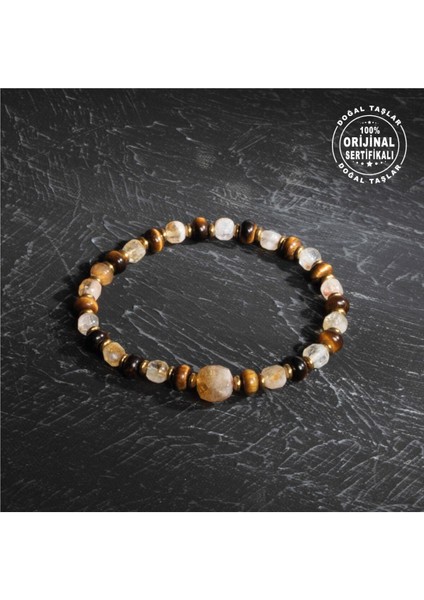 Doğal Kaplan Gözü ve Sitrin Taşlı Şık Bileklik, Enerji ve Şıklık Sunar modelleri