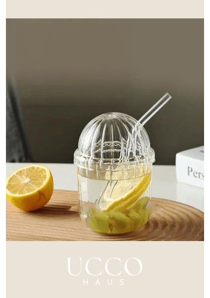 Kristal Plastik Pinterest Bardak, Cam Pipetli Kahve Limonata Meşrubat Çay Kokteyl Sunum Bardağı