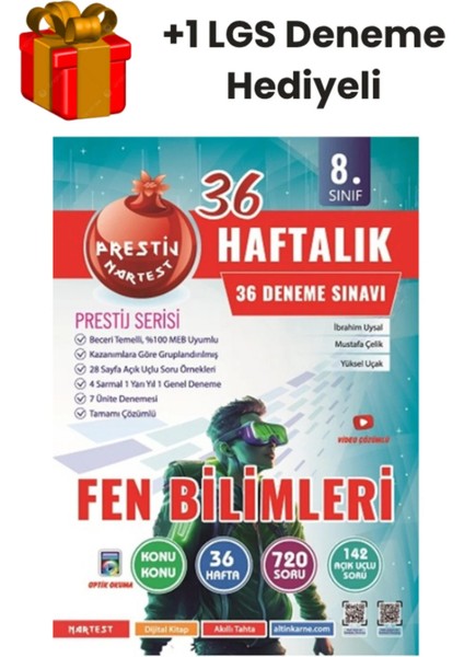 Nartest 8.sınıf Lgs Fen Bilimleri 36 Haftalık Deneme +1 Lgs Deneme Hediyeli