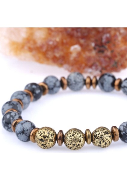 Sertifikalı Doğal Taş Bileklik, Obsidyen, Lav ve Hematit Taşlarıyla Şık Tasarım indirimleri