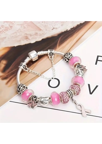 Pandora Tarz , Love Amour Pembe Aşk Sevgi Temalı Charmlı Bileklik, Ahşap Kutu Içerisinde fırsatları