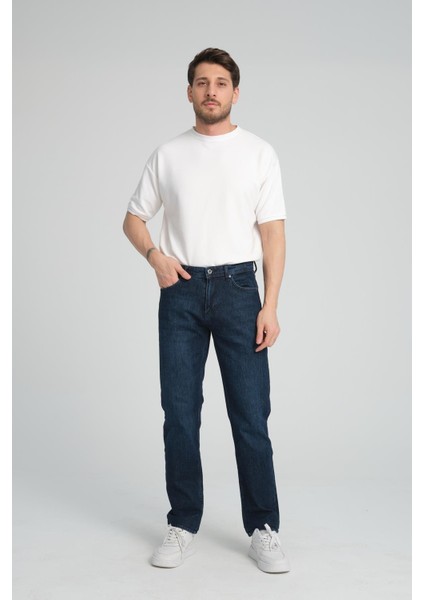 Erkek Regular Fit Düz Paça Kot Pantolon - Esnek %98 Pamuk %2 Likra Jean